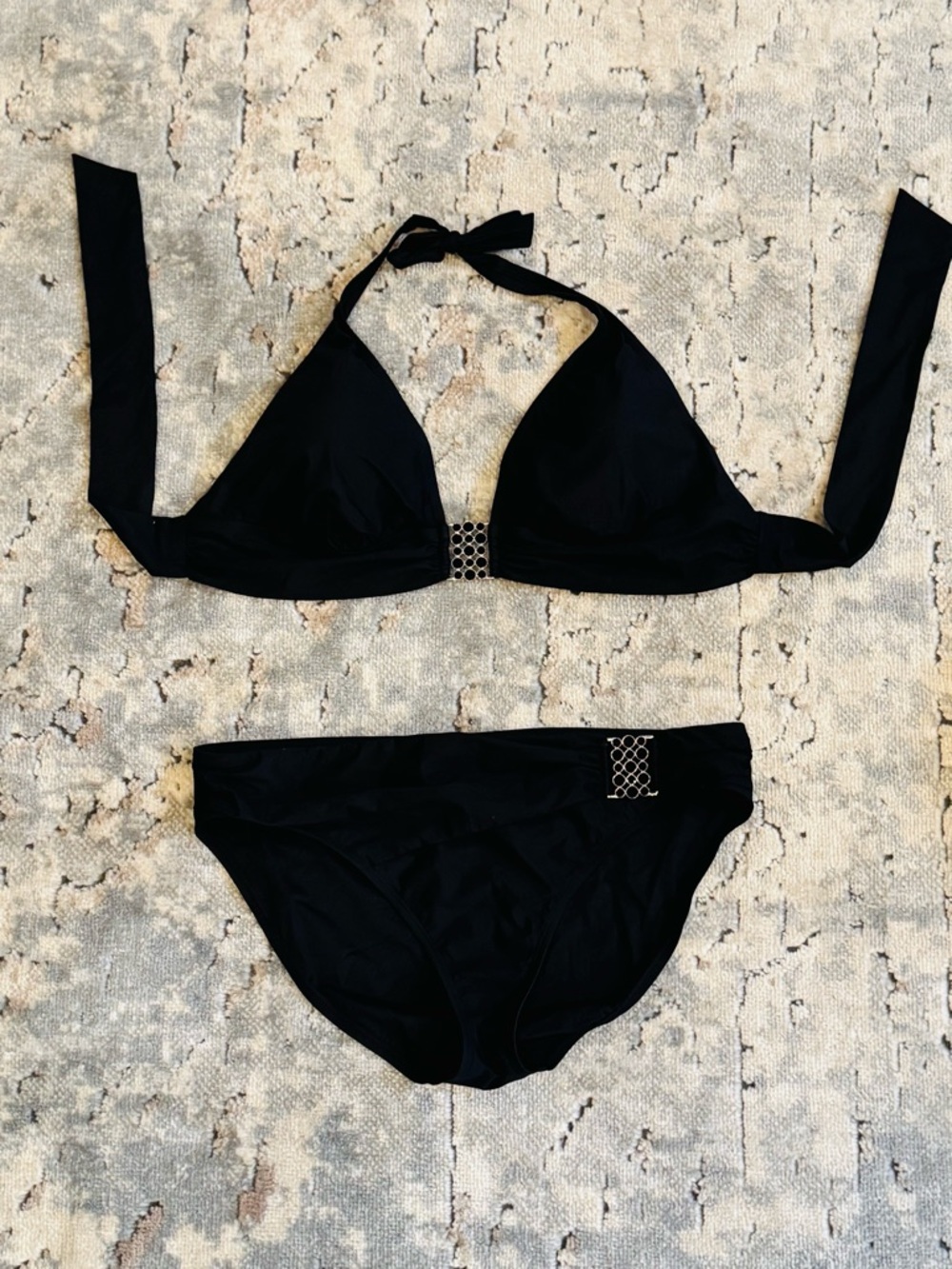 2bamboo Sexy Black Halter Bikini with Decorative Hardware